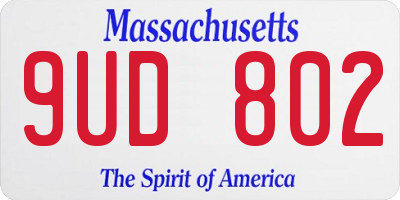 MA license plate 9UD802