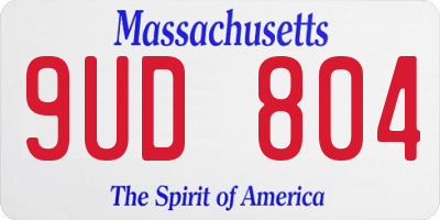 MA license plate 9UD804