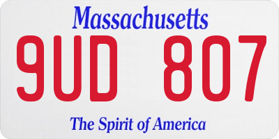MA license plate 9UD807