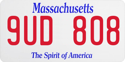 MA license plate 9UD808