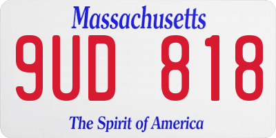 MA license plate 9UD818