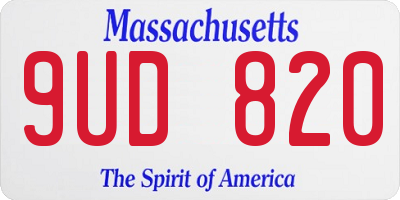 MA license plate 9UD820
