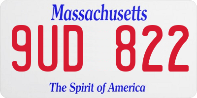 MA license plate 9UD822