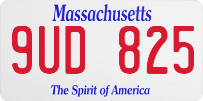 MA license plate 9UD825