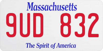 MA license plate 9UD832