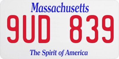 MA license plate 9UD839