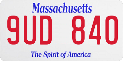 MA license plate 9UD840
