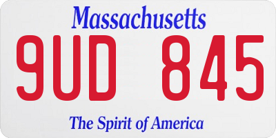 MA license plate 9UD845