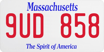 MA license plate 9UD858