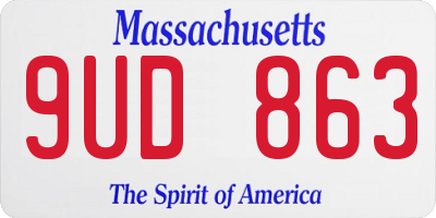 MA license plate 9UD863