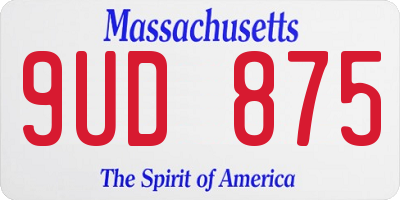 MA license plate 9UD875