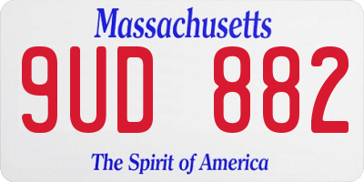 MA license plate 9UD882