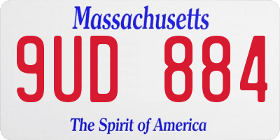 MA license plate 9UD884
