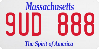 MA license plate 9UD888