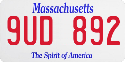 MA license plate 9UD892