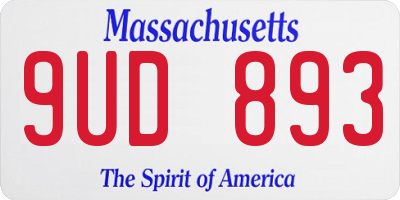 MA license plate 9UD893