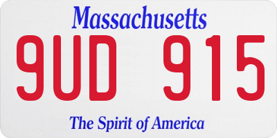 MA license plate 9UD915