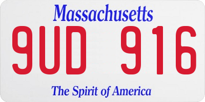MA license plate 9UD916