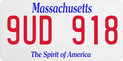 MA license plate 9UD918