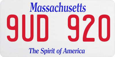 MA license plate 9UD920