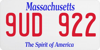 MA license plate 9UD922