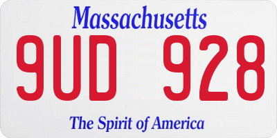 MA license plate 9UD928