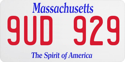 MA license plate 9UD929