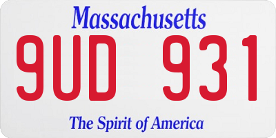 MA license plate 9UD931