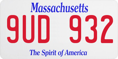 MA license plate 9UD932