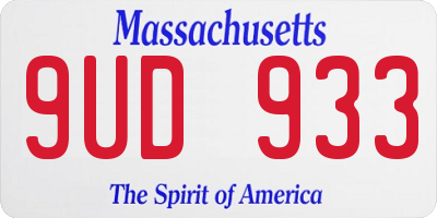 MA license plate 9UD933