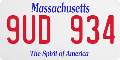 MA license plate 9UD934
