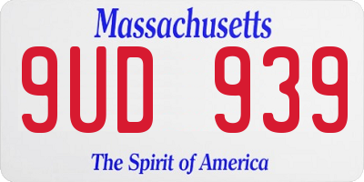 MA license plate 9UD939