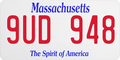 MA license plate 9UD948