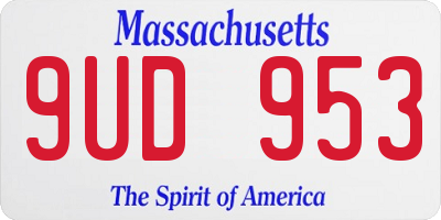 MA license plate 9UD953