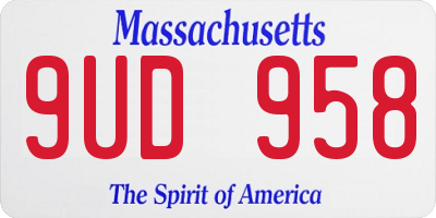 MA license plate 9UD958