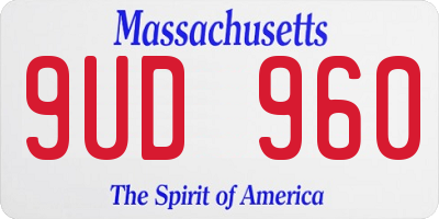 MA license plate 9UD960