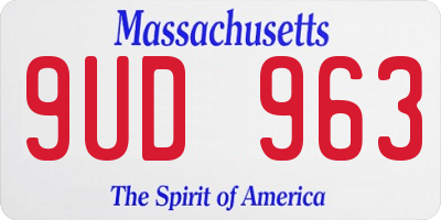 MA license plate 9UD963