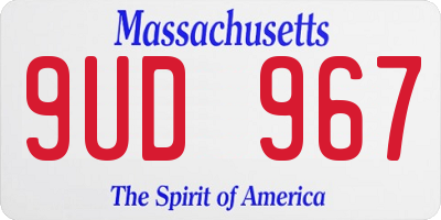 MA license plate 9UD967