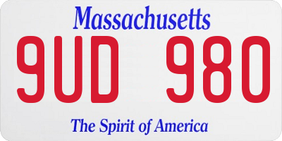 MA license plate 9UD980