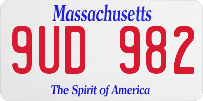 MA license plate 9UD982