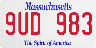 MA license plate 9UD983