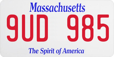 MA license plate 9UD985