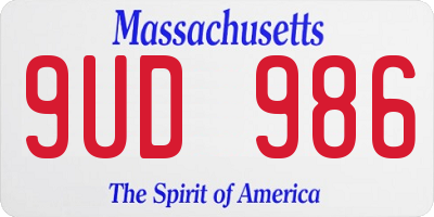 MA license plate 9UD986
