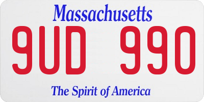 MA license plate 9UD990