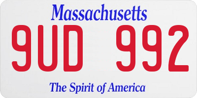 MA license plate 9UD992