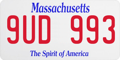 MA license plate 9UD993