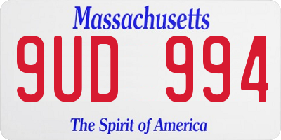 MA license plate 9UD994