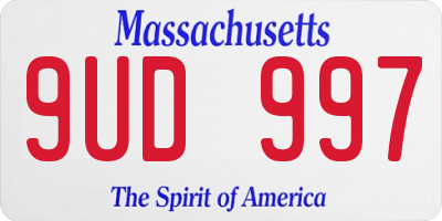 MA license plate 9UD997