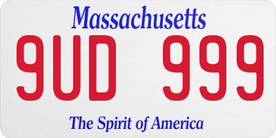 MA license plate 9UD999