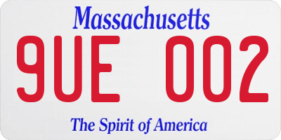 MA license plate 9UE002